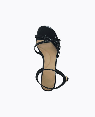 Aurora Bow Flat Sandals - Black