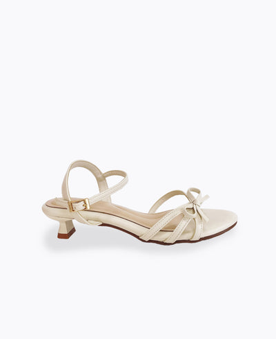 Leah Bow Heel Sandals - Beige