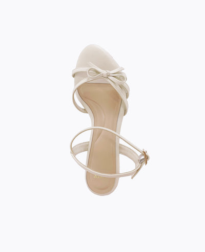 Leah Bow Heel Sandals - Beige
