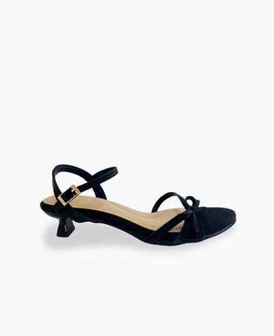 Leah Bow Heel Sandals - Black