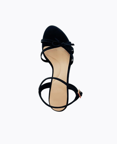 Leah Bow Heel Sandals - Black