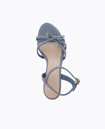 Leah Bow Heel Sandals - Blue