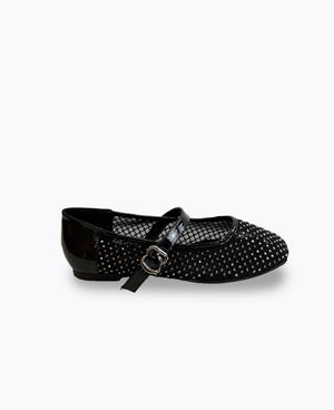 Ariana Mesh Mary Jane Flats - Black