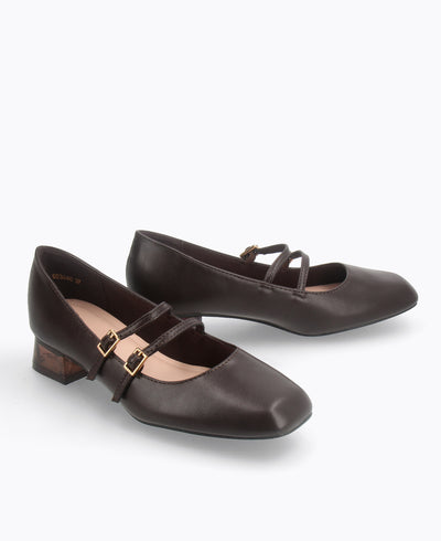 Carrie Mary Janes -  Matte Brown