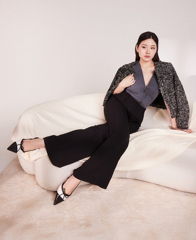 Hailey Slingback Heel Pumps - Black & White