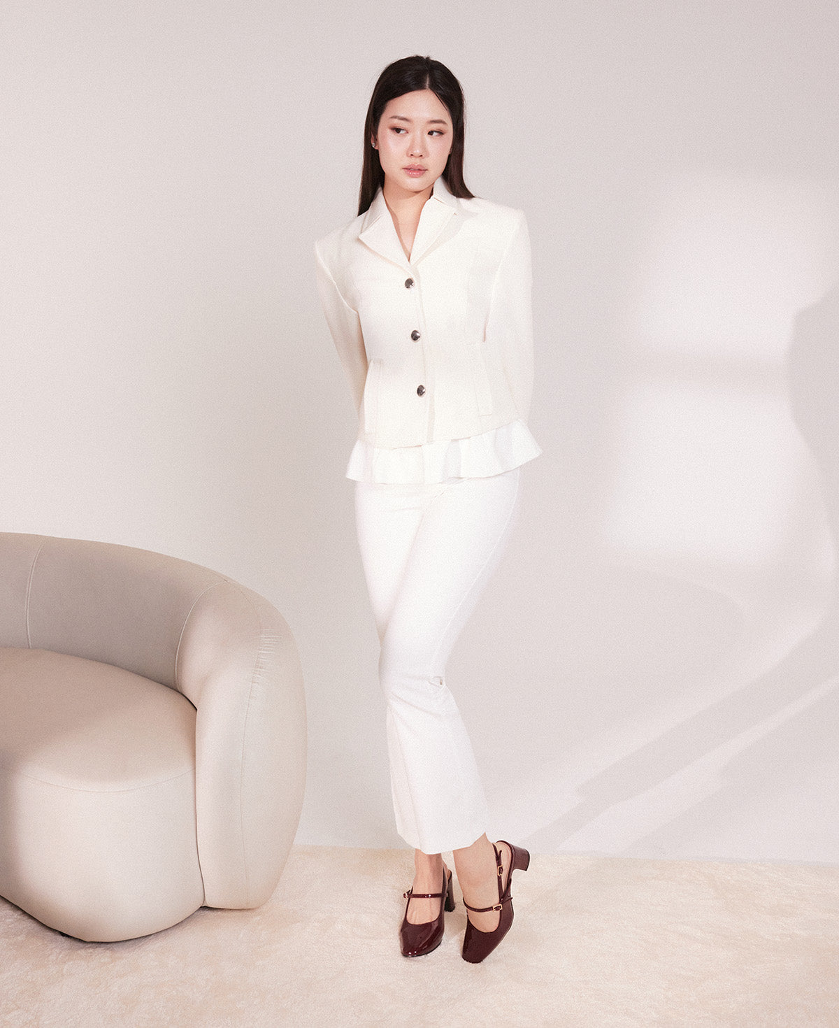 Lena Slingback Mary Janes - Maroon