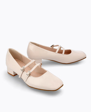 Carrie Mary Janes - Beige (Patent/Glossy)