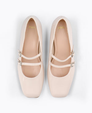 Carrie Mary Janes - Beige (Patent/Glossy)