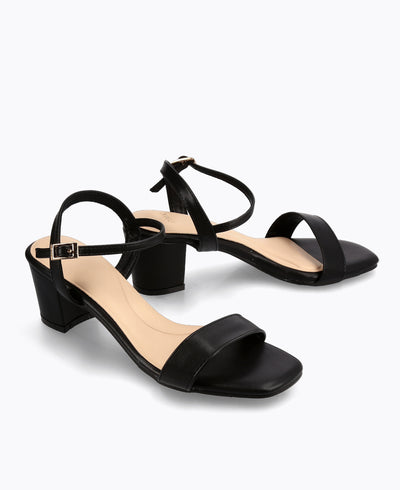Evelyn Block Heel Sandals - Black