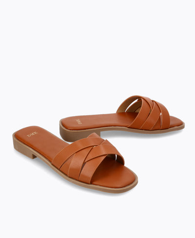 Whitney Flat Sandals - Brown