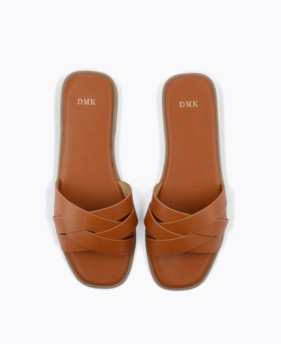 Whitney Flat Sandals - Brown