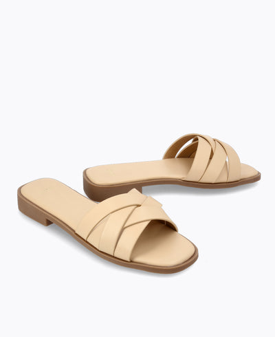 Whitney Flat Sandals - Nude