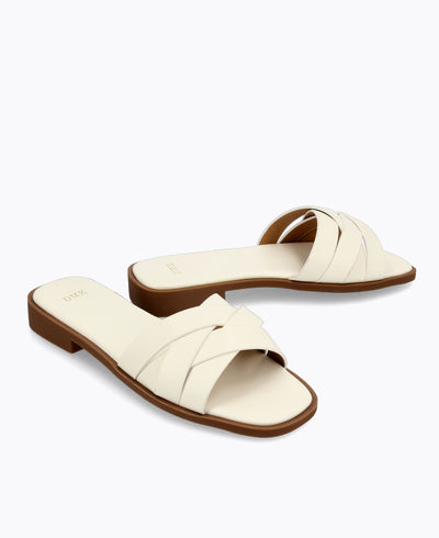 Whitney Flat Sandals - White