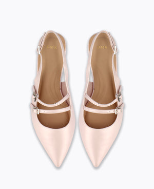 Inca Slingback Mary Jane Flats - Pearl Pink