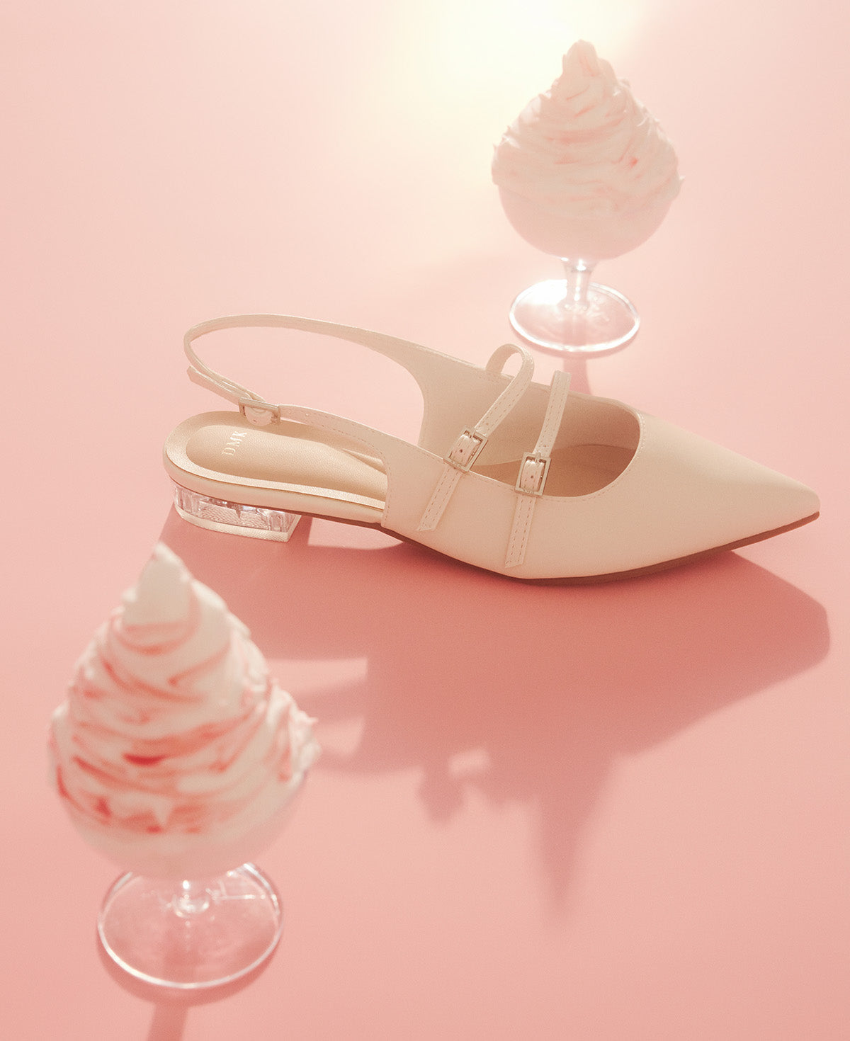 Inca Slingback Mary Jane Flats - Pearl Pink