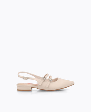 Inca Slingback Mary Jane Flats - Beige