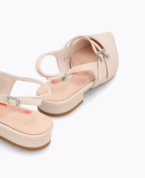 Inca Slingback Mary Jane Flats - Beige