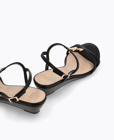 Raquel Wedge Sandals - Black