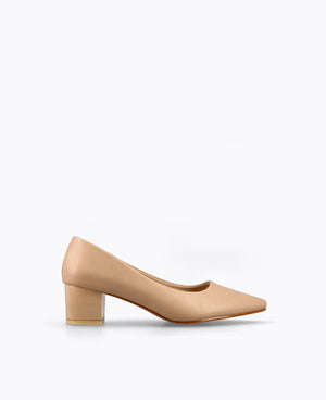 Sharon Block Heel Pumps - Nude