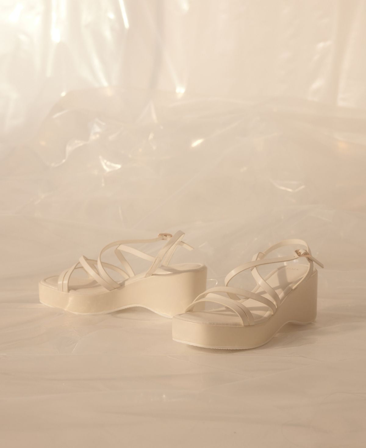 Ellen Platform Wedge Sandals - Beige