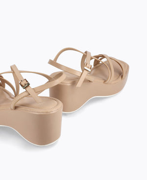Ellen Platform Wedge Sandals - Nude