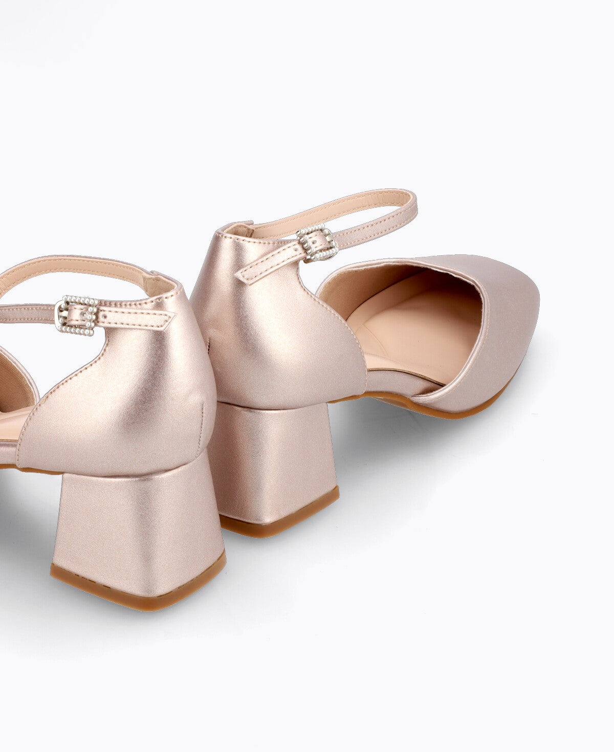 rose gold shoes block heel