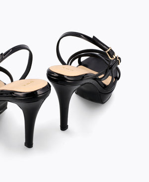 Elodie Strappy Platform Heel Sandals Black