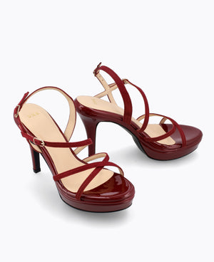 Elodie Strappy Platform Heel Sandals Maroon
