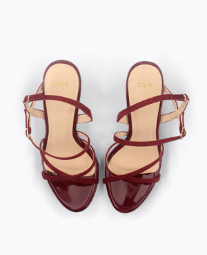 Elodie Strappy Platform Heel Sandals Maroon