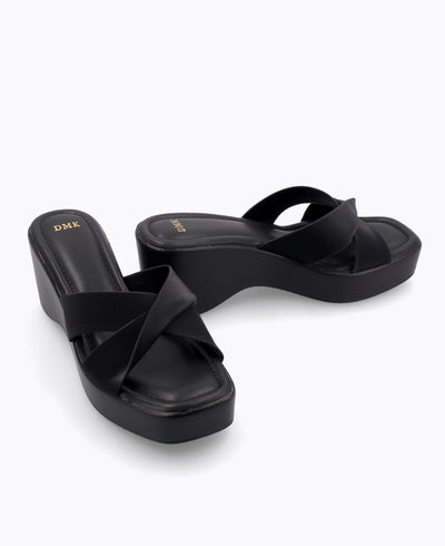 Kaira Platform Heel Sandals - Black