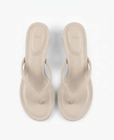Sherry Thong Heel Sandals - Beige