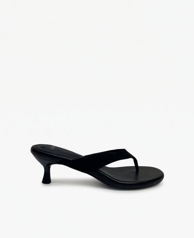 Sherry Thong Heel Sandals - Black