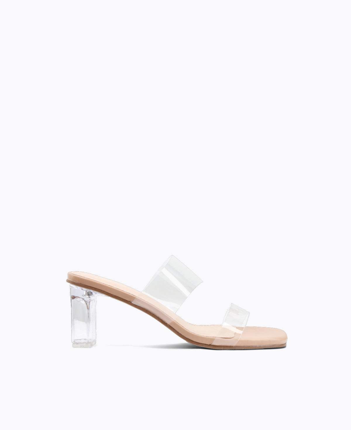 Ella Transparent Heel Sandals - Nude
