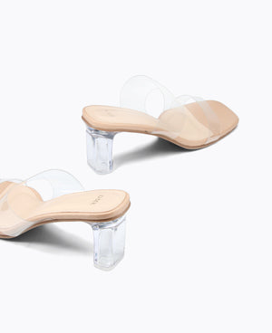 Ella Transparent Heel Sandals - Nude