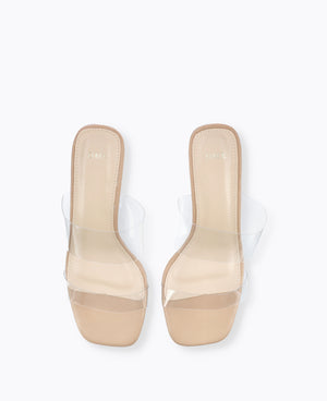 Ella Transparent Heel Sandals - Nude