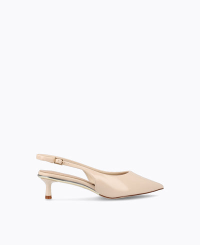 Rosalie Slingback Heel Pumps - Beige (Patent)