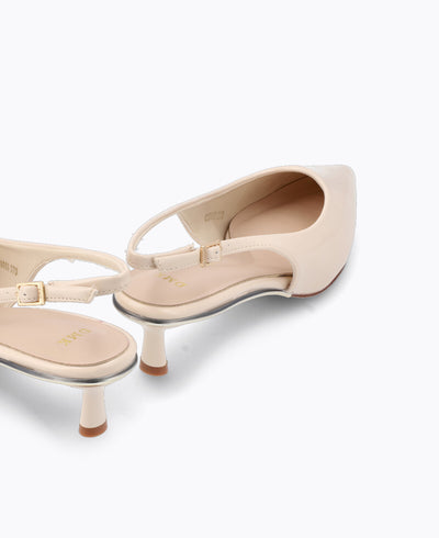 Rosalie Slingback Heel Pumps - Beige (Patent)