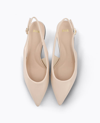 Rosalie Slingback Heel Pumps - Beige (Patent)