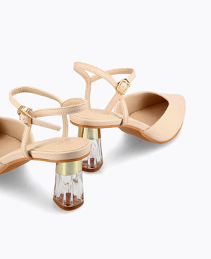 Crystal Clear Confidence Heel Pumps - Beige