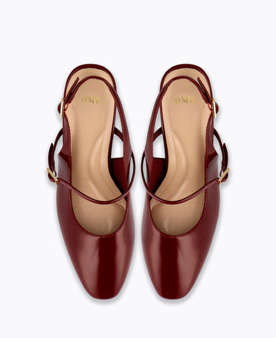 Lena Slingback Mary Janes - Maroon