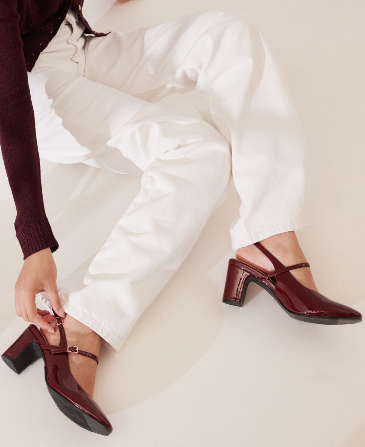 Lena Slingback Mary Janes - Maroon