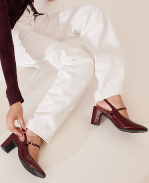 Lena Slingback Mary Janes - Maroon