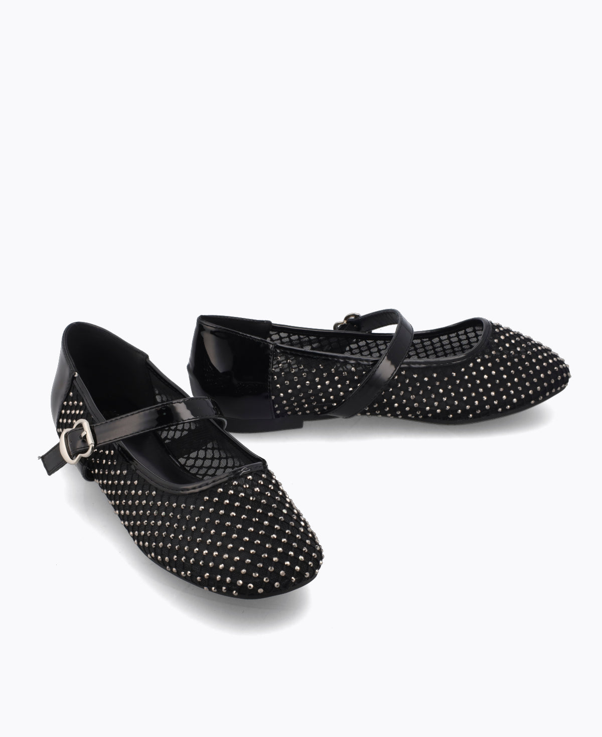 Ariana Mesh Mary Jane Flats - Black