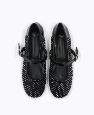 Ariana Mesh Mary Jane Flats - Black