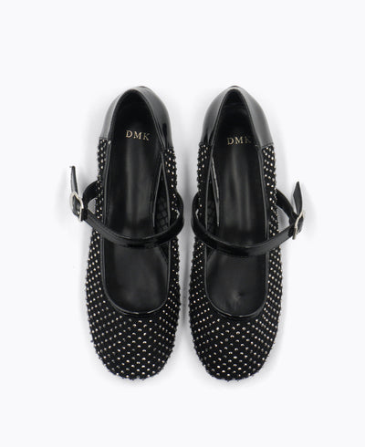 Ariana Mesh Mary Jane Flats - Black