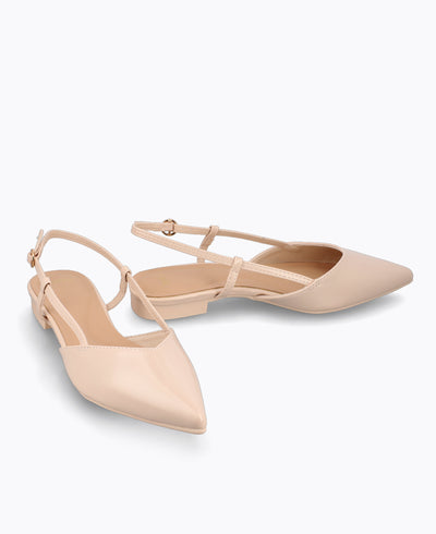 Brianna Slingback Flat Pumps - Nude