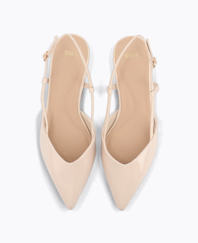 Brianna Slingback Flat Pumps - Nude