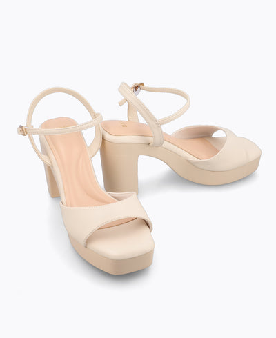 Dahlia Platform Heel Sandals - Beige