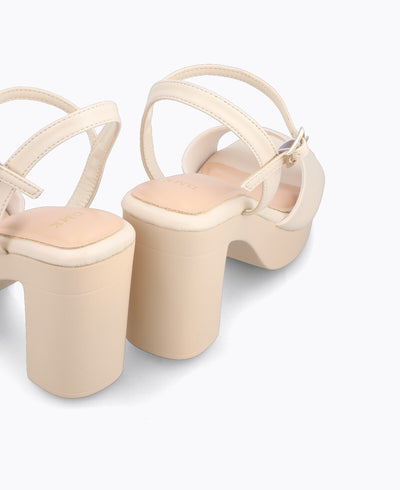 Dahlia Platform Heel Sandals - Beige