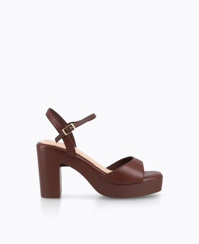 Dahlia Platform Heel Sandals - Brown